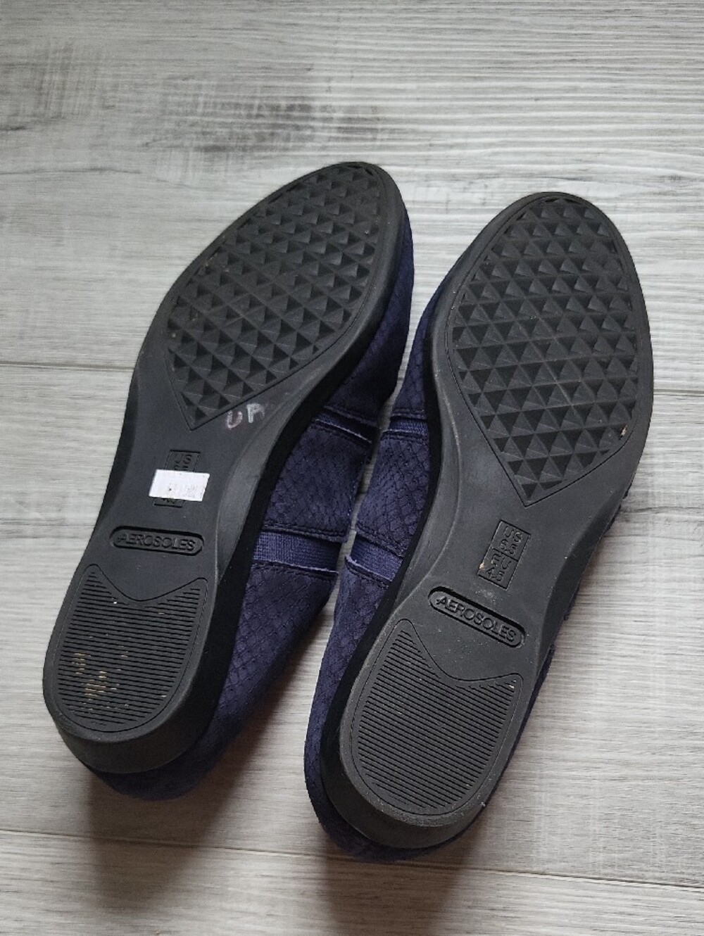 Aerosoles Navy Textured Mary Jane Flats with Dual Elastic Straps - Picture 6 of 10